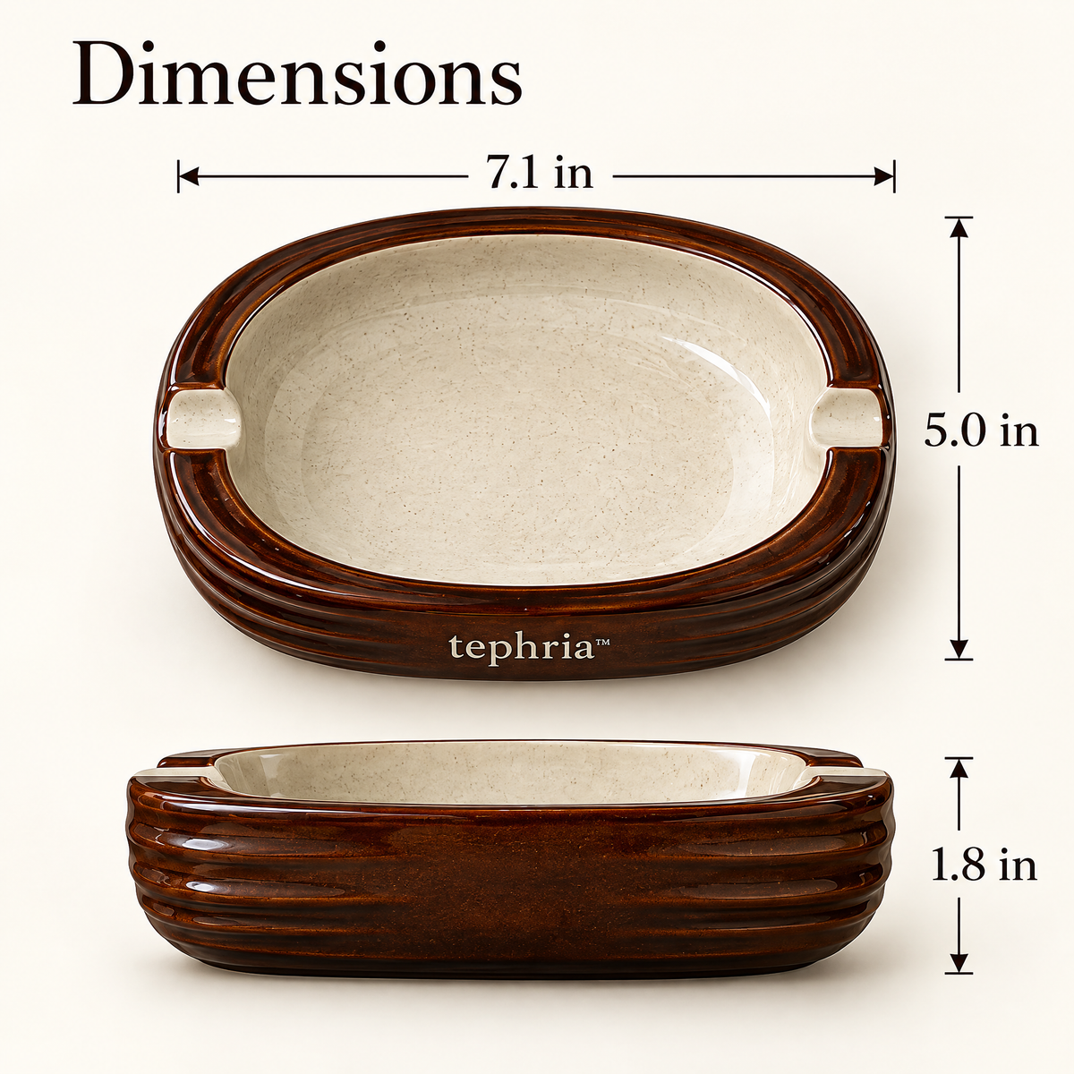 13-tephria™ 15 Sienna Strata — Layered Ceramic Ashtray with Speckled Glazed Basin