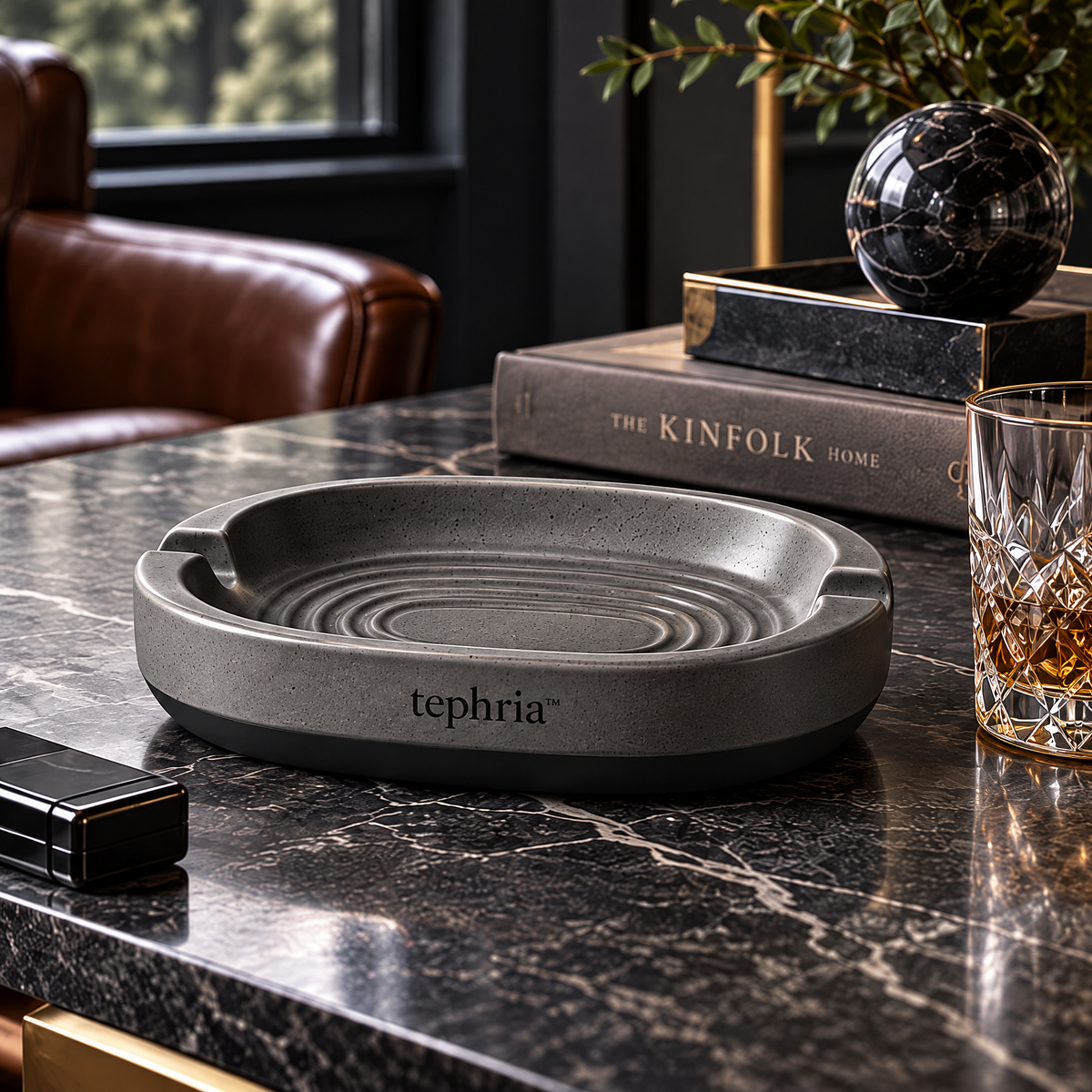 1-tephria™ 03 Cinder Ridge — Sculpted Ceramic Ashtray with Contoured Ridges