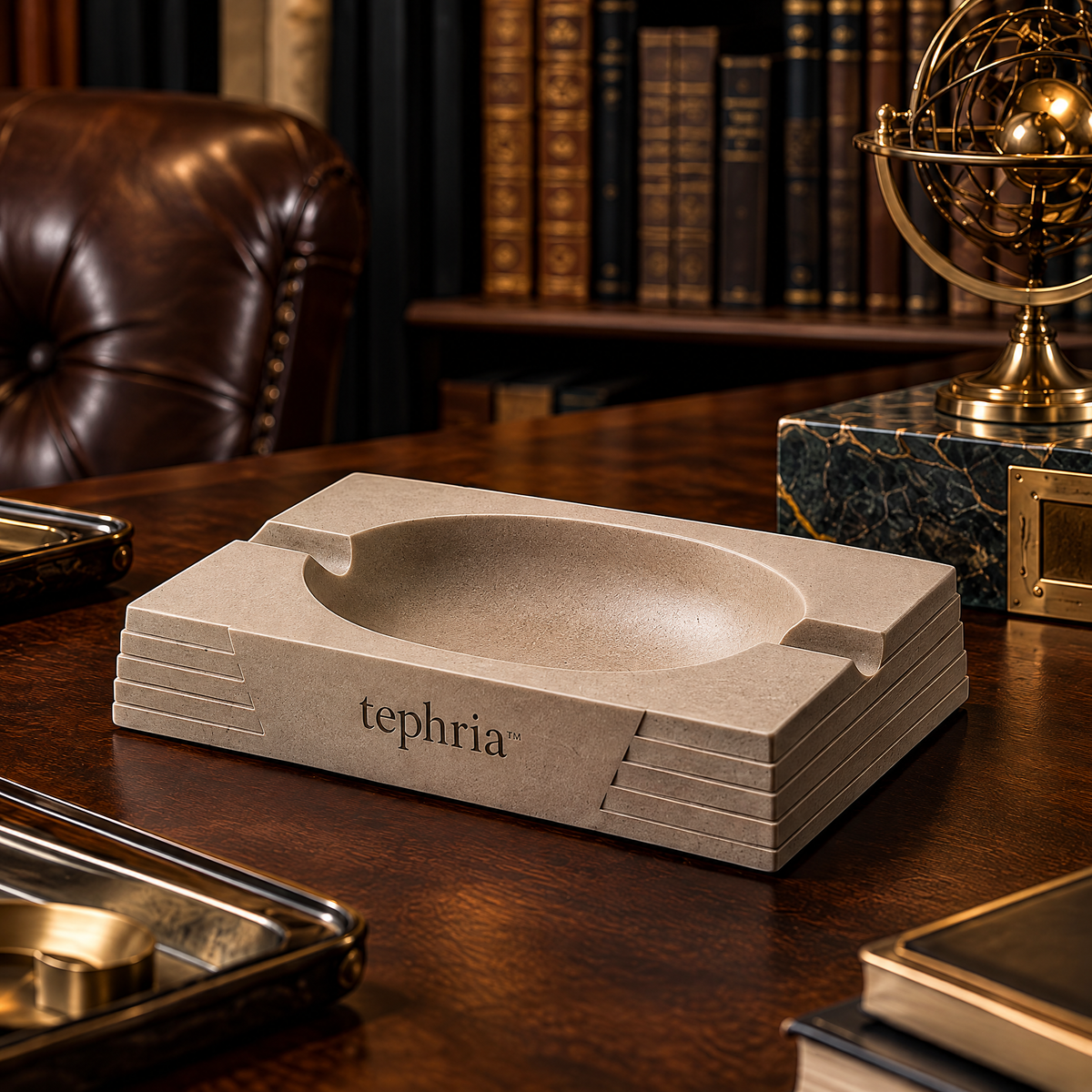 3-tephria™ 08 Dune Monolith — Architectural Sandstone Resin Ashtray
