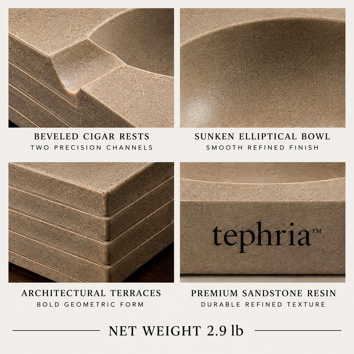 3-tephria™ 08 Dune Monolith — Architectural Sandstone Resin Ashtray