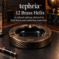 tephria™ 12 Brass Helix — Sculptural Brass Ashtray with Removable Black Ceramic Bowl